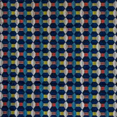 Blue Red Jacquard Velvet Fabric by the Metre