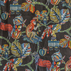 Black, Red, Green Printed Cotton Fabric by the Metre, 1 Metre Black Cotton Fabric