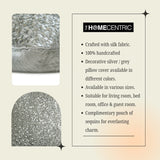 Glinting Glamour - Silver & Gray Silk Lumbar Cushion Cover