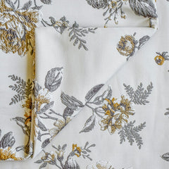 Mustard Yellow Embroidered Polyester Fabric by the Metre, 1 Metre Yellow Fabric