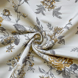 Mustard Yellow Embroidered Polyester Fabric by the Metre, 1 Metre Yellow Fabric