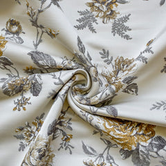 Mustard Yellow Embroidered Polyester Fabric by the Metre, 1 Metre Yellow Fabric