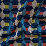Blue Red Jacquard Velvet Fabric by the Metre