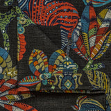 Black, Red, Green Printed Cotton Fabric by the Metre, 1 Metre Black Cotton Fabric