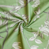 Green, White, Gray Printed Cotton Fabric by the Metre, 1 Metre Green Cotton Fabric