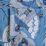 Blue, White, Gray Printed Cotton Fabric by the Metre, 1 Metre Blue Cotton Fabric