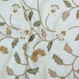 Ivory, Mustard Cotton with Embroidery Fabric by the Metre, 1 Metre Ivory Fabric