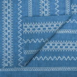 Light Blue, White Cotton Embroidered Fabric by the Metre, 1 Metre Blue Fabric