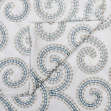 Ivory, Teal Cotton Embroidery Fabric by the Metre, 1 Metre Ivory Cotton Fabric