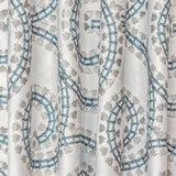 Ivory, Teal Cotton Embroidery Fabric by the Metre, 1 Metre Ivory Cotton Fabric