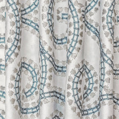 Ivory, Teal Cotton Embroidery Fabric by the Metre, 1 Metre Ivory Cotton Fabric