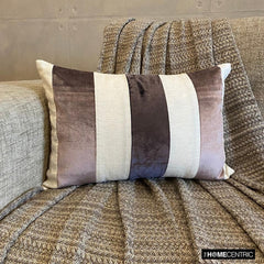 Swathe Wine - Purple Velvet & Linen Decorative Lumbar  Cushion Cover