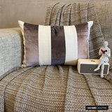 Swathe Wine - Purple Velvet & Linen Decorative Lumbar  Cushion Cover