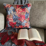 Maple Days - Red & Grey Satin Throw Cushion  Cover