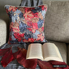 Maple Days - Red & Grey Satin Throw Cushion  Cover