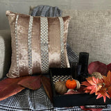 City Of Silver - Beige Velvet Throw Cushion  Cover