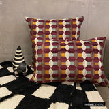 Burgundy Shapes - Burgubdy Velvet Decorative Throw Cushion Cover