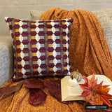 Burgundy Shapes - Burgubdy Velvet Decorative Throw Cushion Cover