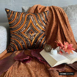 Orange Illusion - Orange Art Silk Throw Cushion Cover