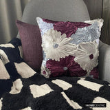 Glory In The Flowers - Purple Art Silk Throw Cushion Cover