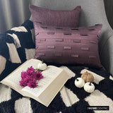 Plum Stripe - Art Silk Plum Decorative Decorative Lumbar  Cushion Cover