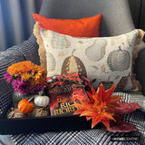 Cozy Pumpkins - Purple Woven Jacquard Decorative Lumbar  Cushion Cover