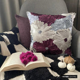 Glory In The Flowers - Purple Art Silk Throw Cushion Cover