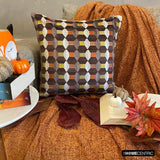 Orange Shapes - Orange Velvet Decorative Throw Cushion Cover
