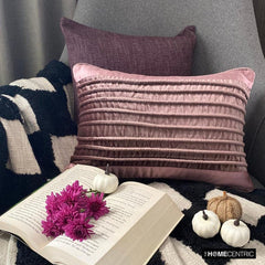Violaine - Purple Satin & Velvet Decorative Lumbar  Cushion Cover