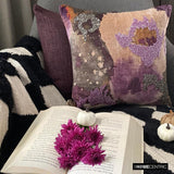 Flora N Fauna - Purple Velvet Throw Cushion Cover