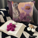 Flora N Fauna - Purple Velvet Throw Cushion Cover