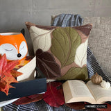 Leafy Collection - Brown Faux Suede Decorative Throw Cushion Cover