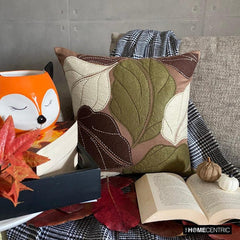 Leafy Collection - Brown Faux Suede Decorative Throw Cushion Cover