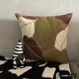 Leafy Collection - Brown Faux Suede Decorative Throw Cushion Cover