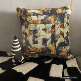 Maze Noir - Black Burlap Throw Cushion Cover