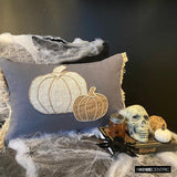 Pumpkin Burlap - Gray Linen Decorative Lumbar  Cushion Cover