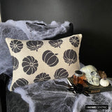 Pumpkin Eclipse - Black Jacquard Decorative Lumbar  Cushion Cover