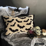 Gothic Bats - Black Jacquard Decorative Lumbar  Cushion Cover