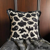 Spooky Ghost - Black Jacquard Spooky Decorative Throw Cushion Cover