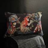 Monkey Mischief - Black Cotton Decorative Lumbar  Cushion Cover