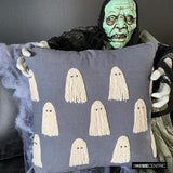 Ghostly Haunt - Gray Linen Spooky Decorative Throw Cushion Cover