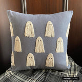 Ghostly Haunt - Gray Linen Spooky Decorative Throw Cushion Cover