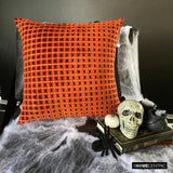 Eerie Glow - Orange Velvet Decorative Throw Cushion Cover