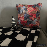 Maple Days - Red & Grey Satin Throw Cushion  Cover