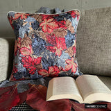 Maple Days - Red & Grey Satin Throw Cushion  Cover