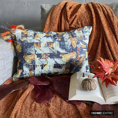 Twilight Ember - Black & Orange Jute Decorative Lumbar  Cushion Cover