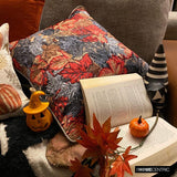 Maple Days - Red & Grey Satin Throw Cushion  Cover