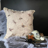 Crawling Terrors - Beige Cotton Spookys Decorative Throw Cushion Cover