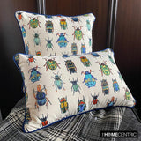 Creepy Crawlers - Blue Linen Spookys Decorative Throw Cushion Cover