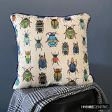 Creepy Crawlers - Blue Linen Spookys Decorative Throw Cushion Cover